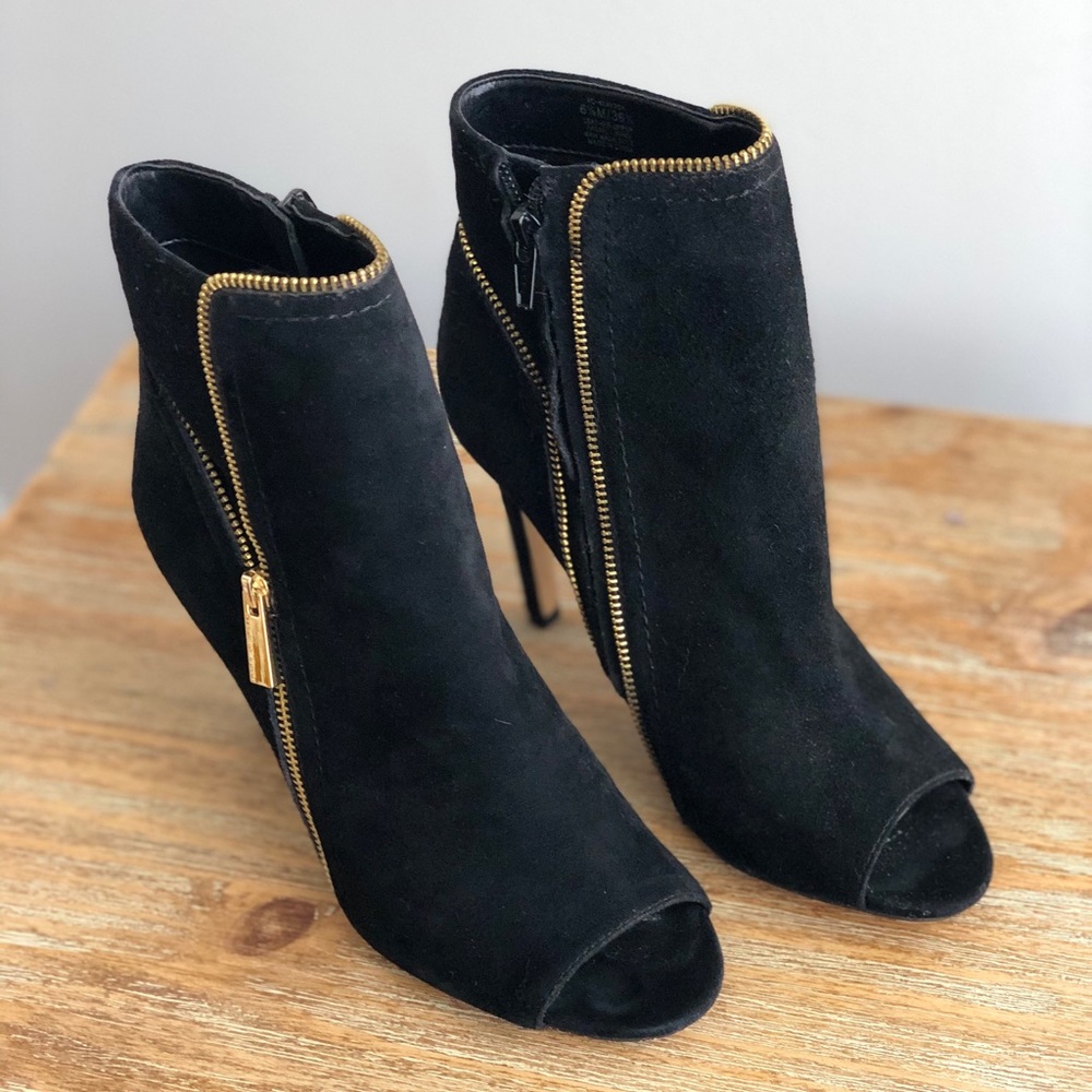 Black suede ankle booties